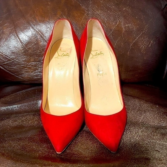 CHRISTIAN Louboutin So Kate 120mm. Veau Velour Suede Leather. Crimson Red EU 39. - Picture 3 of 11
